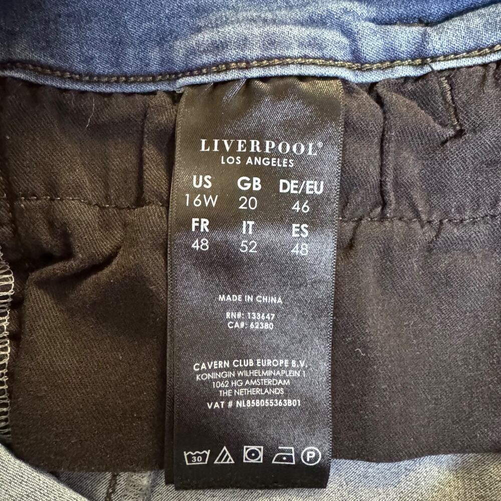 Liverpool High Rise Ankle Skinny Jeans Raw Hem Double Button Stretch 16W - Picture 10 of 12